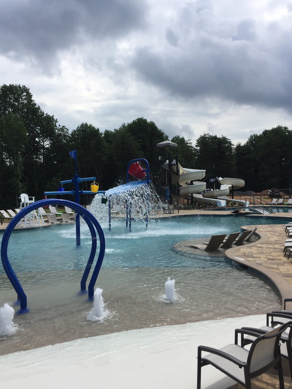 Splash park with dumping bucket and water slides, Chattahoochee Country Club, Gainesville GA