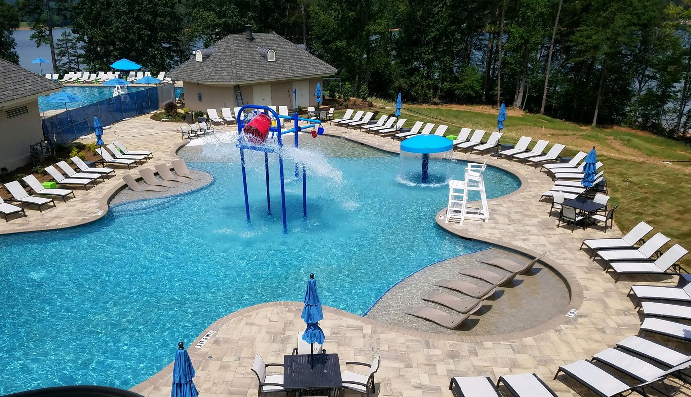 Elevated view of the club pool complex and lounge deck, Gainesville GA